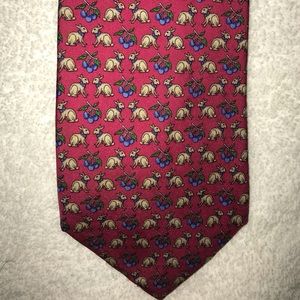 Red Brooks Brothers tie with rabbits and berries